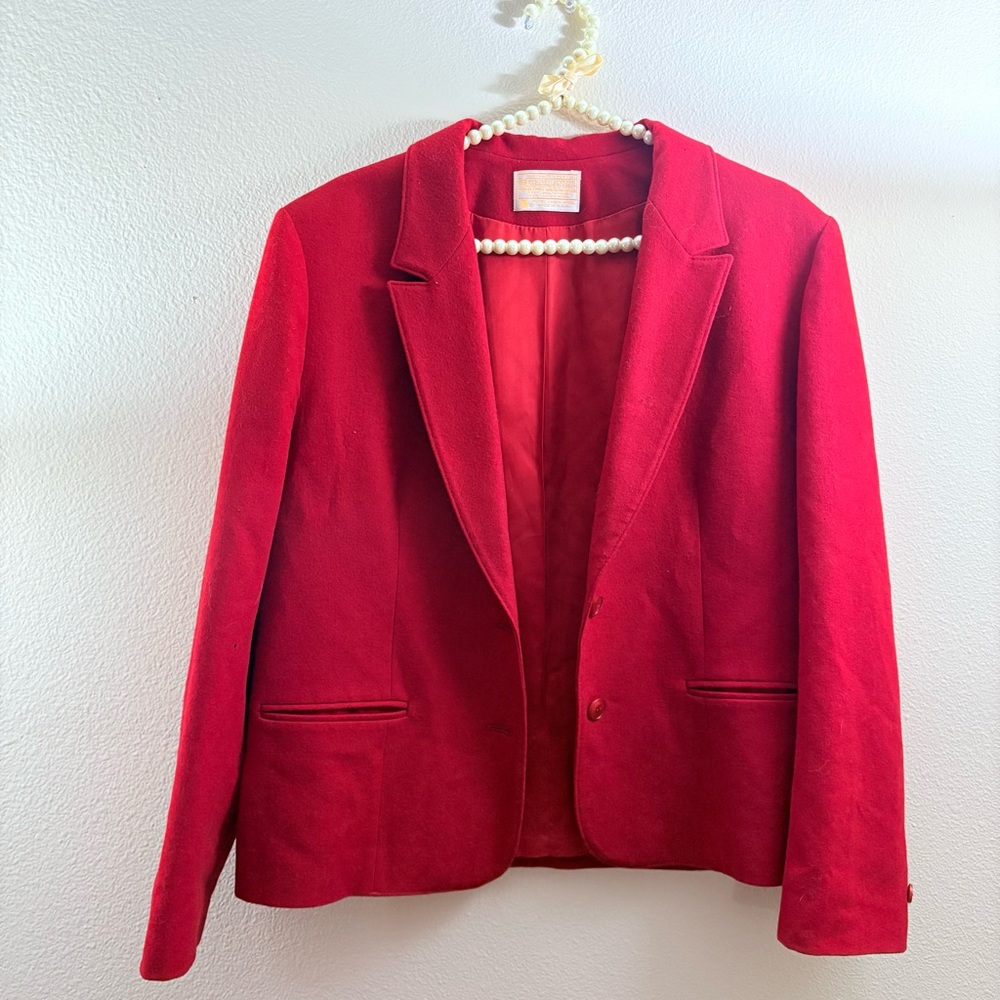 Vintage Pendleton Red Women's Blazer Jacket - 100% virgin wool - Made in USA
